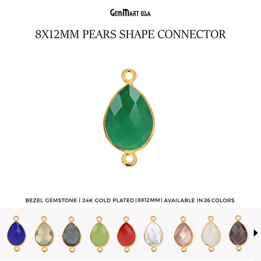 Pear Double Bail Gold Bezel 8x12mm Gemstone Connector