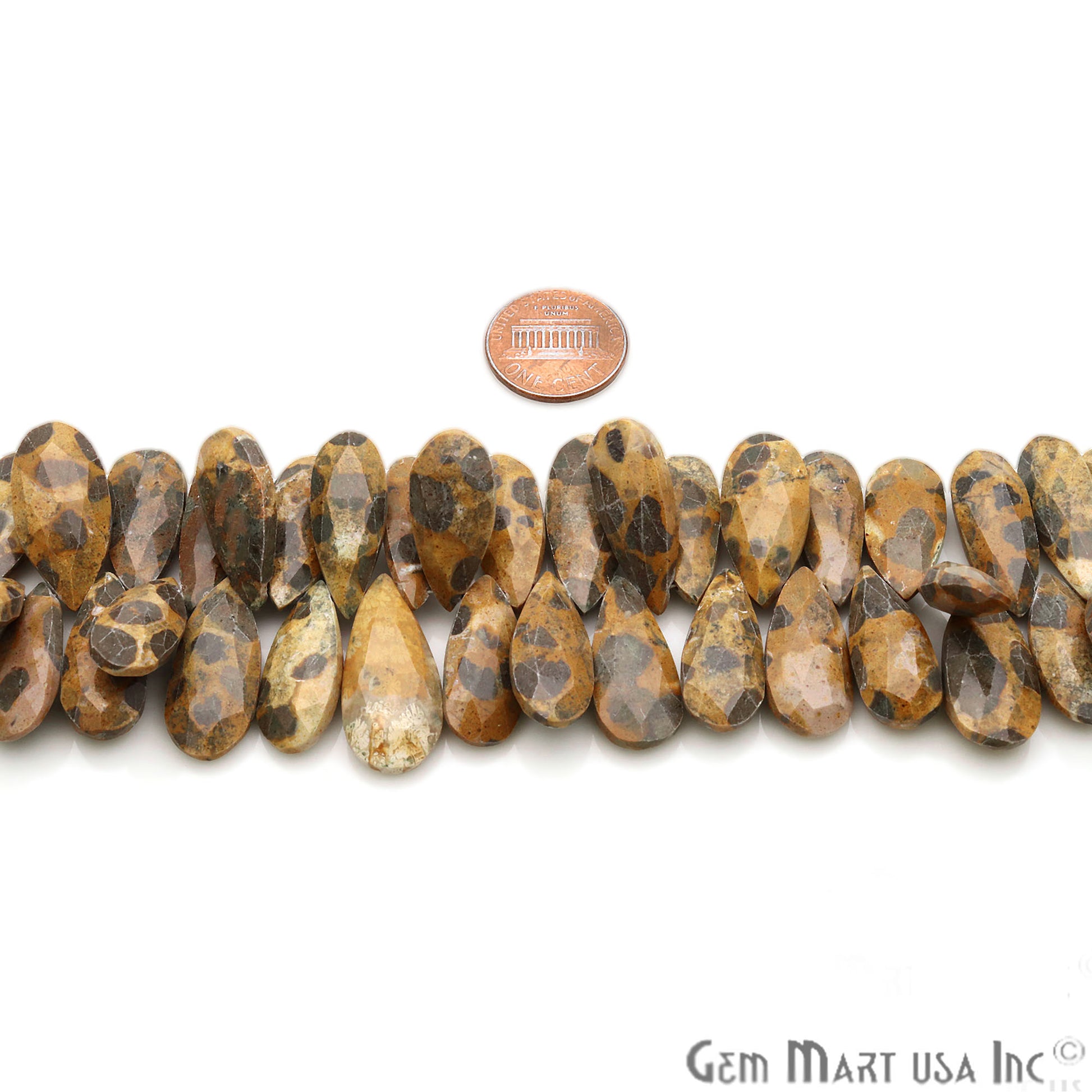 Leopard Skin Jasper Pear 23x11mm Crafting Beads Gemstone Briolette Strands 8 Inch - GemMartUSA