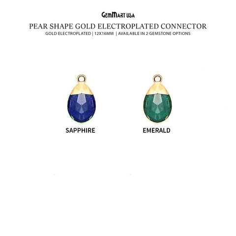 Gold Electroplated 12x16mm Pear Single Bail Gemstone Connector