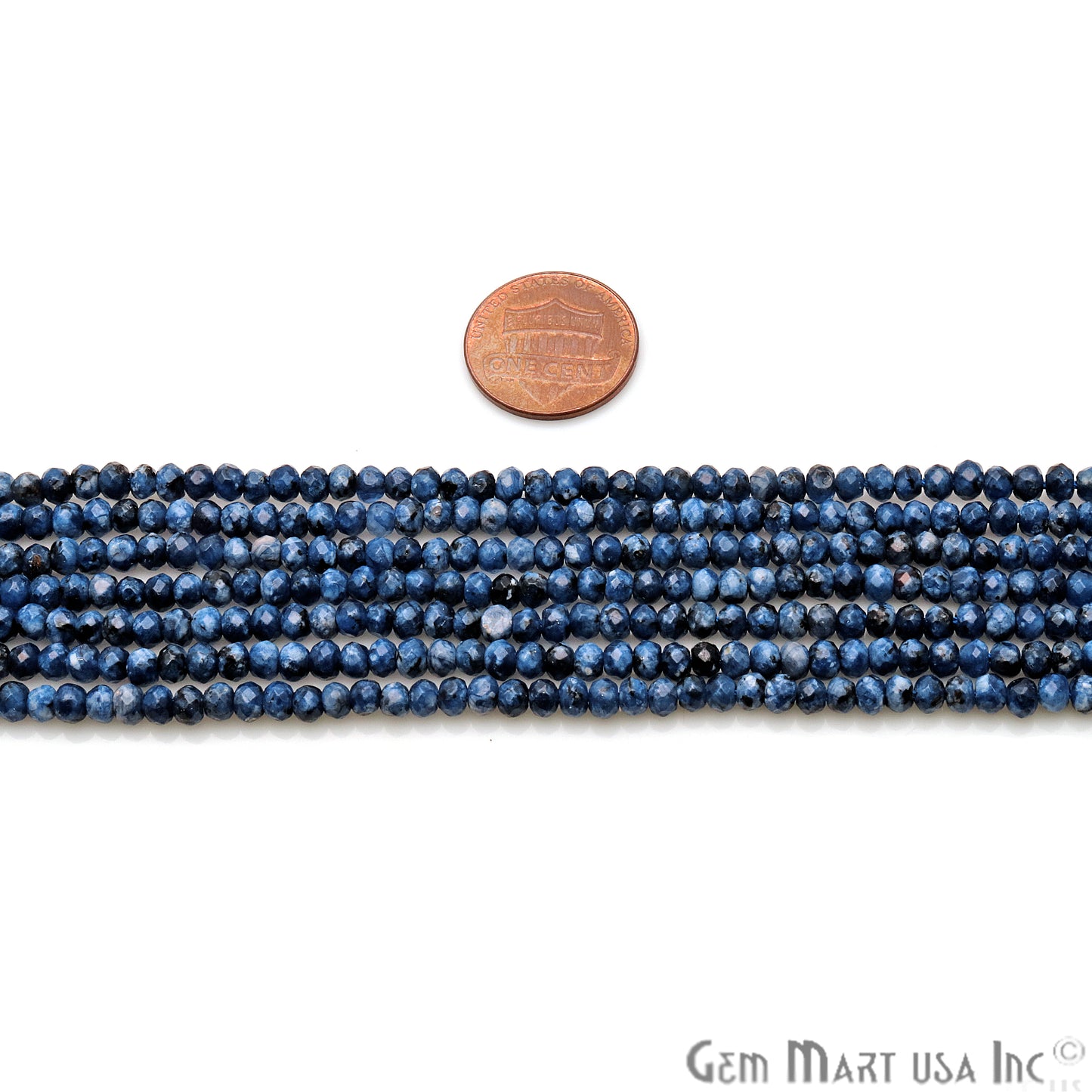 Sodalite Jade 3-4mm Faceted Rondelle Beads Strands 14Inch - GemMartUSA