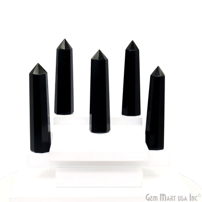 Black Agate Gemstone Jumbo Tower Crystal Tower Obelisk Healing Meditation Gemstones 2-3 Inch