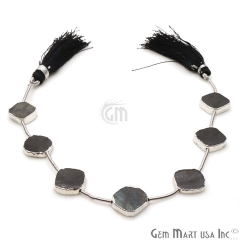Labradorite Free Form 18x15mm Silver Edged Crafting Beads Gemstone Strands 9INCH - GemMartUSA
