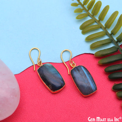 Flashy Labradorite 27x14mm Cabochon Octagon Single Bail Gold Electroplated Gemstone Connector
