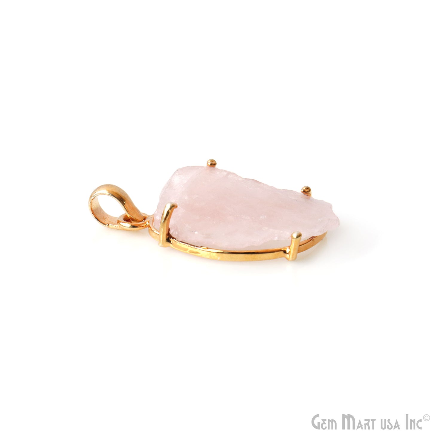 Natural Morganite Organic 33x16mm Gold Plated Prong Setting Single Bail Gemstone Pendant