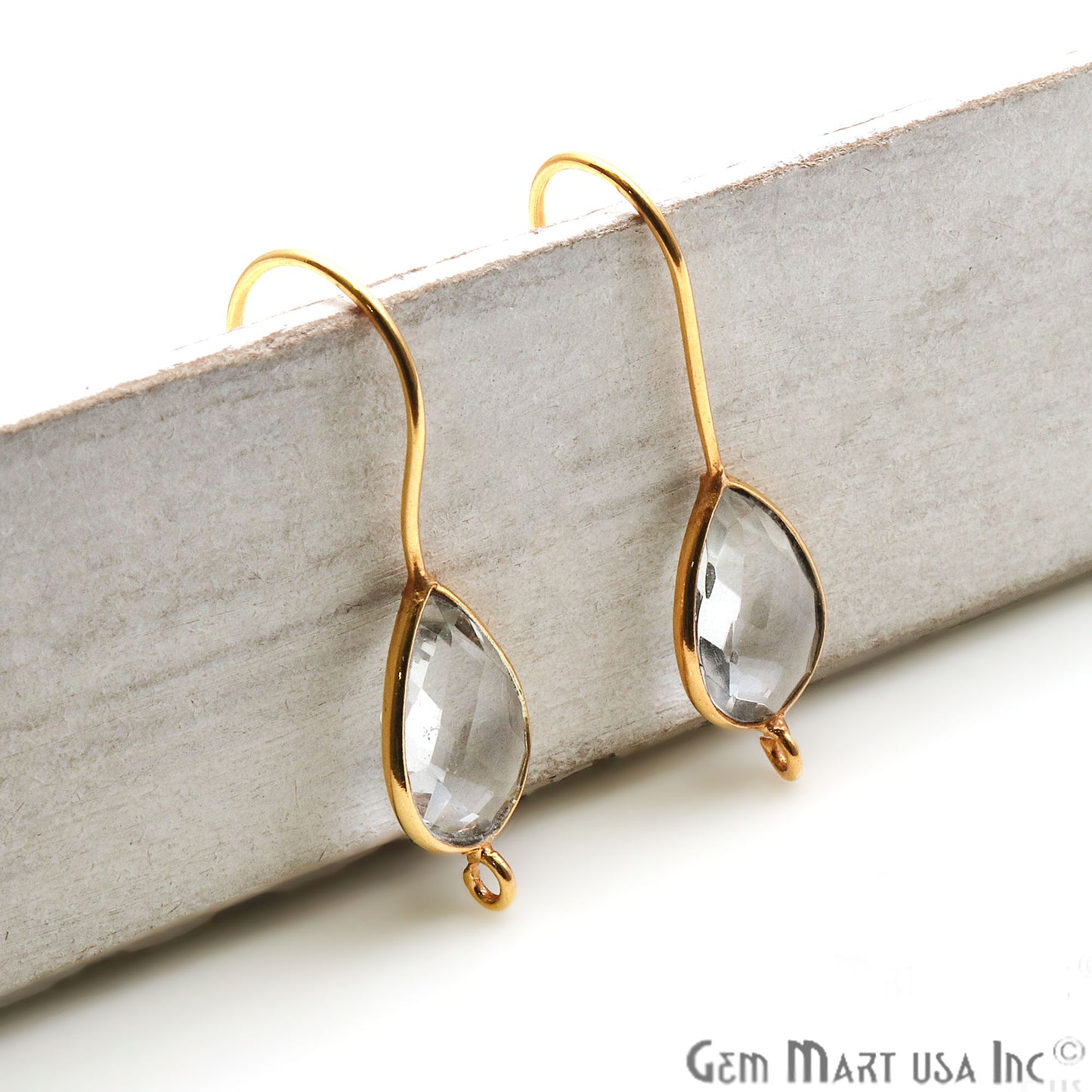 Pear Shape 31x9mm Gemstone Connector Hook Earrings (Pick your Gemstone) - GemMartUSA