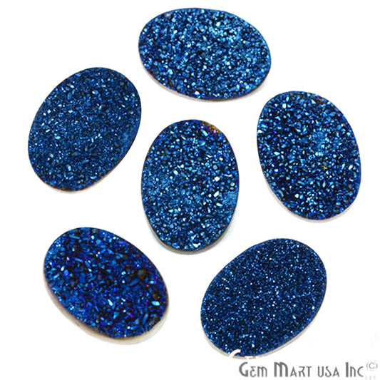 Titanium Blue Druzy 13x18mm Oval Shape Loose Cabochon - GemMartUSA