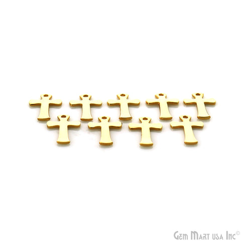 Cross Gold Laser Finding 10x15mm Gold Plated Charm For Bracelets & Pendants