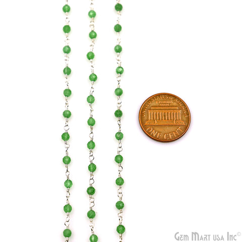 Peridot Monalisa Faceted Beads 3-3.5mm Silver Gemstone Rosary Chain