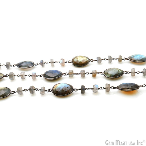 Labradorite Faceted Beads With Pears Bezel Connector Rosary Chain