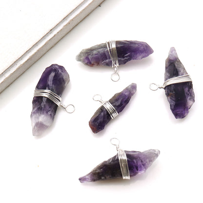 Free Form 30x18mm Silver Wire Wrapped Gemstone Connector