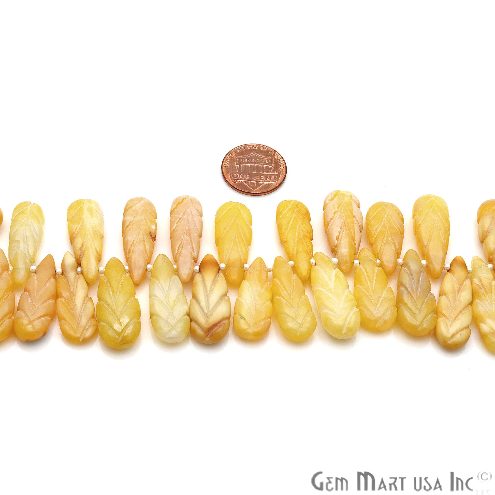 Yellow Opal Pears 28x10mm Crafting Beads Gemstone Strands 8INCH - GemMartUSA