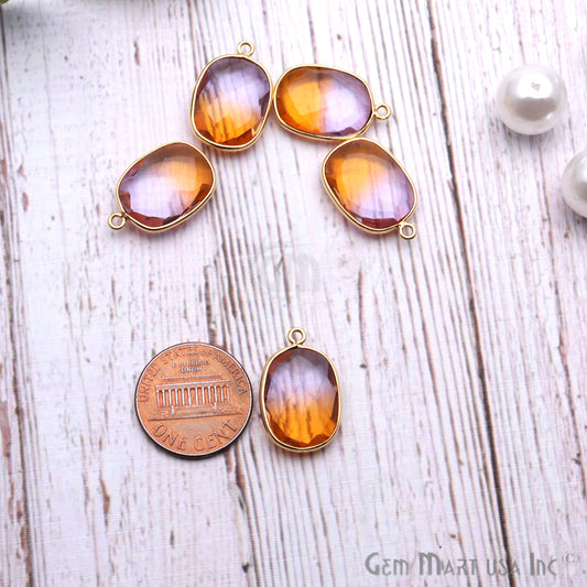 Aura Quartz 12x16mm Octagon Shape Doublet Quartz Gemstone Connector (Pick Your Color, Plating, Bail) - GemMartUSA