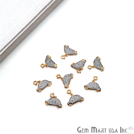 Cubic Zircon Car 20x11mm Charms Finding Gold Plated Charm Connector - GemMartUSA