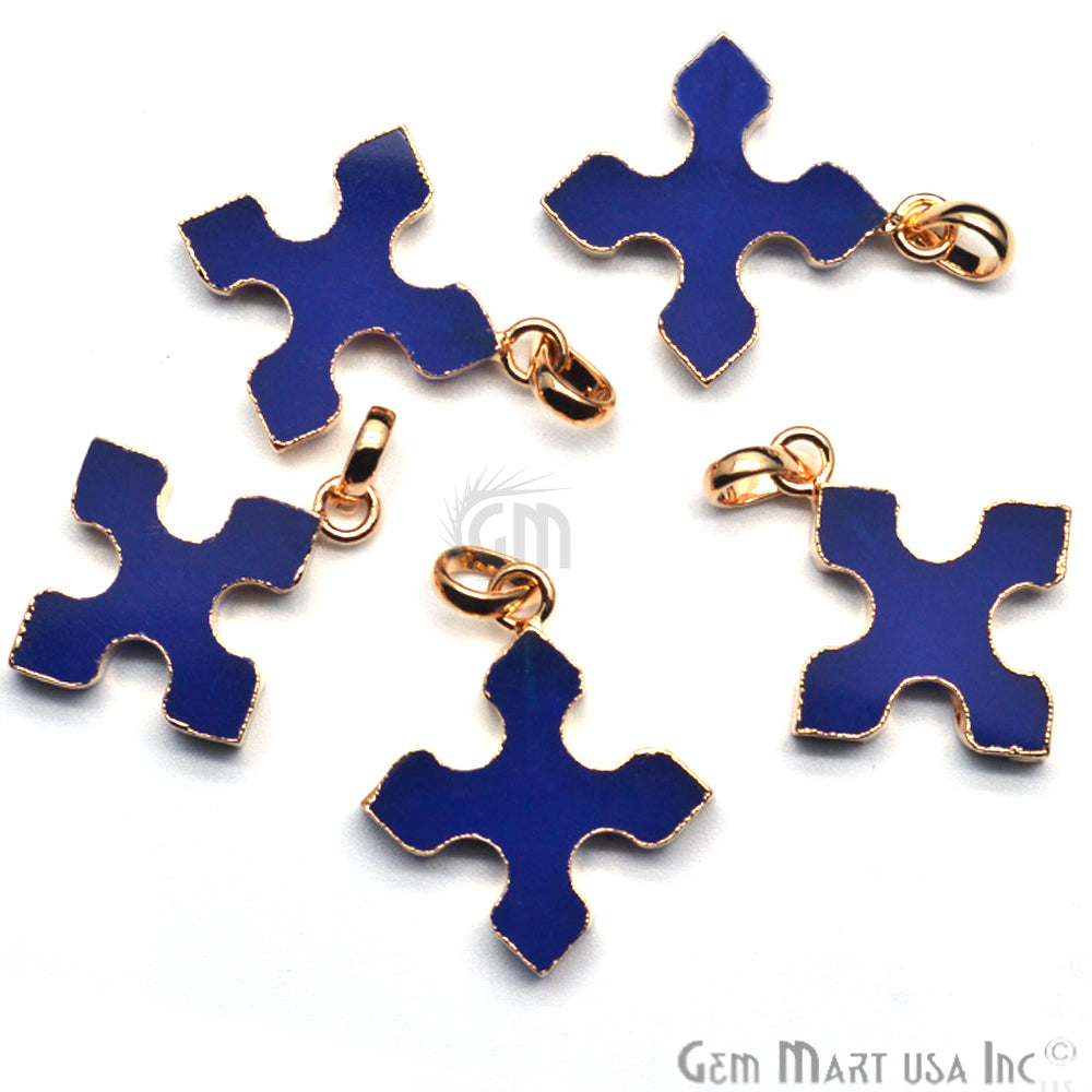 Gold Plated Gemstone 29x25mm Medieval Cross Shape Pendant (Pick Gemstone) - GemMartUSA