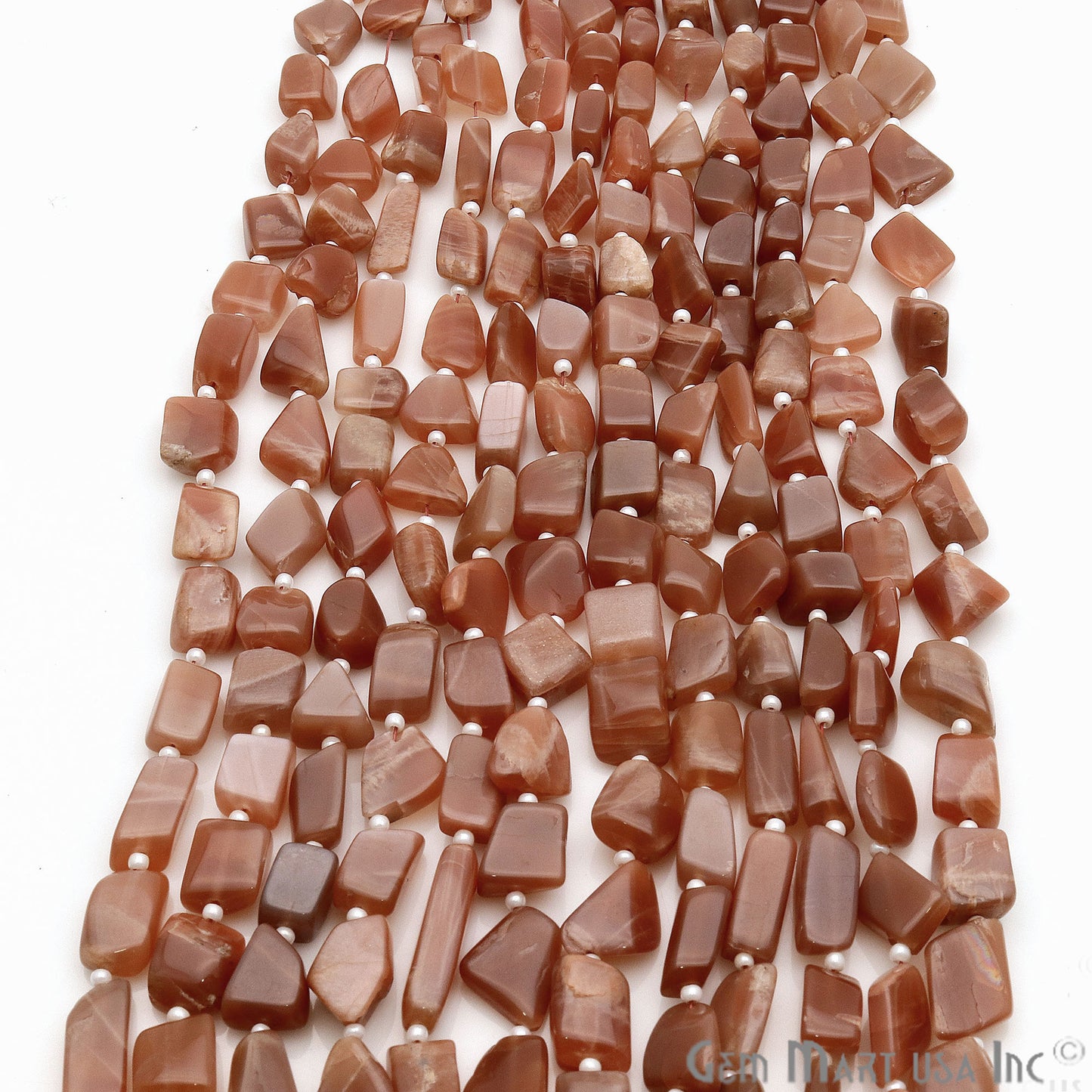 Moonstone Free Form 9x7mm Tumble Beads Gemstone Strands - GemMartUSA