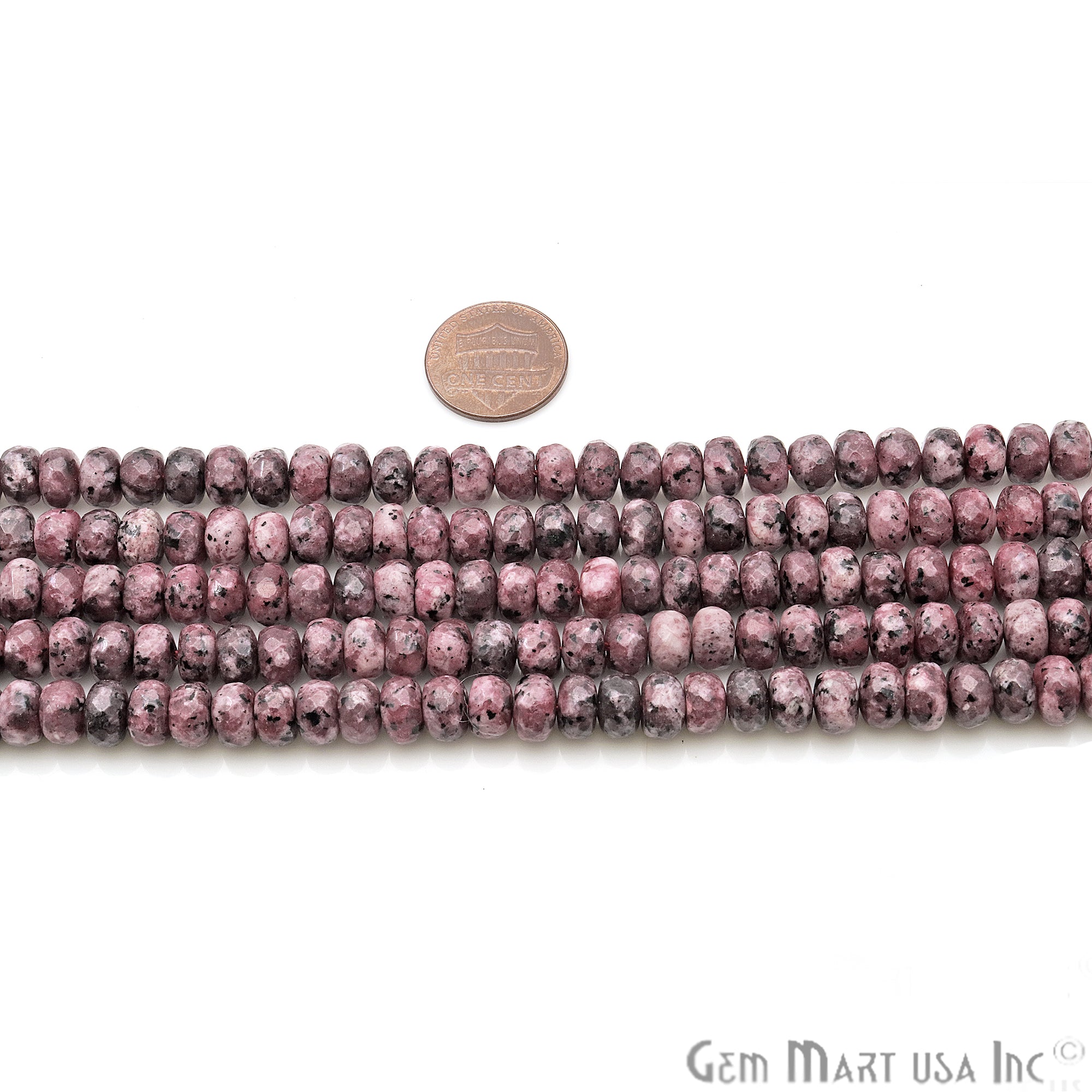 Rhodochrosite Jade 7-8mm Faceted Rondelle Beads Strands 14Inch - GemMartUSA