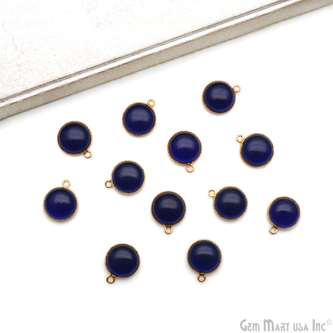 Sapphire Cabochon 12mm Round Twisted Bezel Single Bail Gemstone Connector