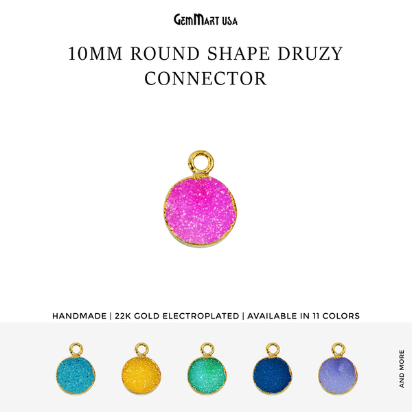 Gold Electroplated Druzy 10mm...
