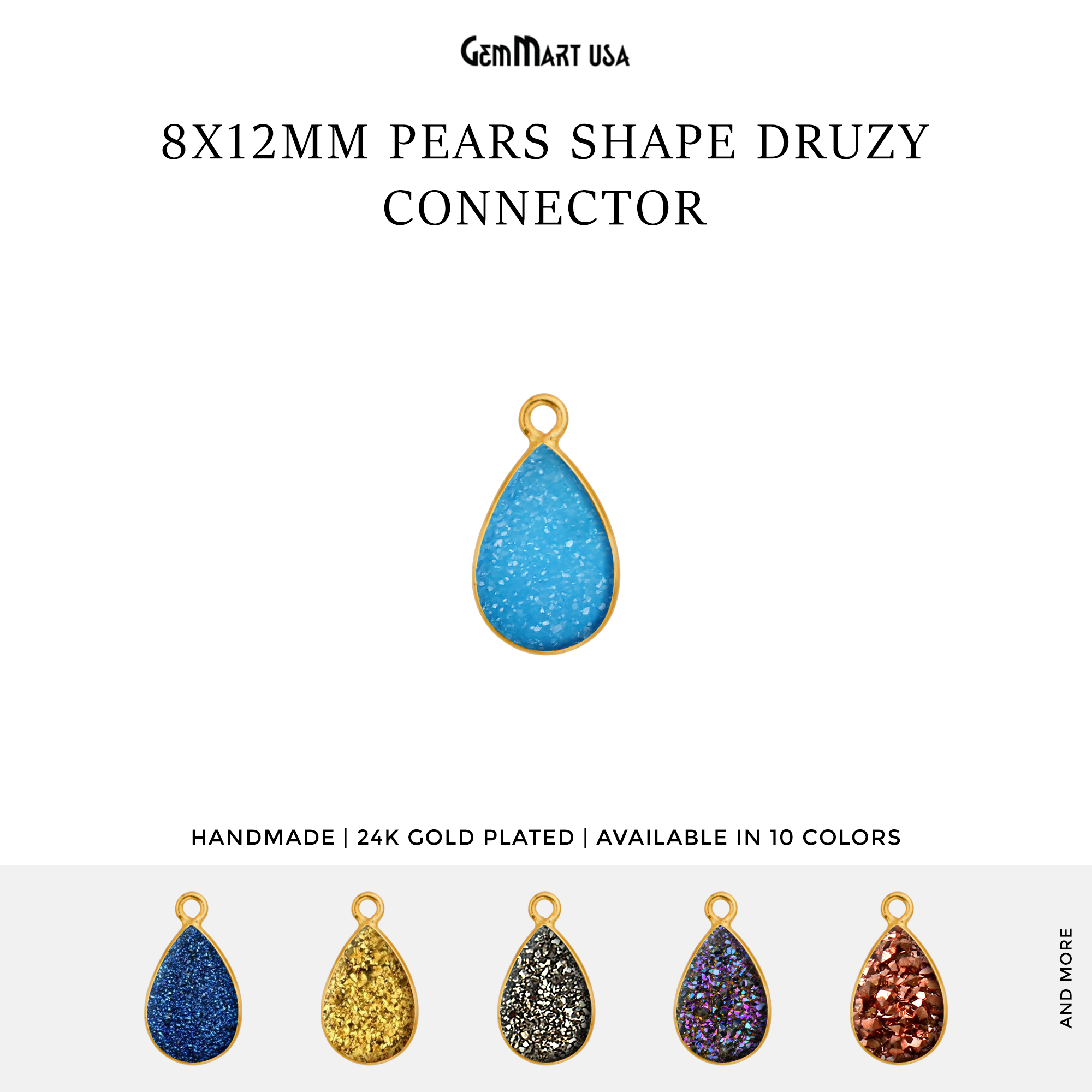 Titanium Druzy 8x12mm Pears Gold Single Bail Bezel Connector