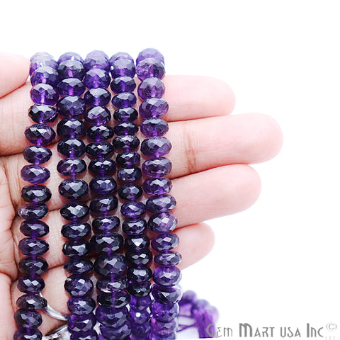 Amethyst Faceted Round Shape 5-6mm Gemstone Rondelle Beads - GemMartUSA