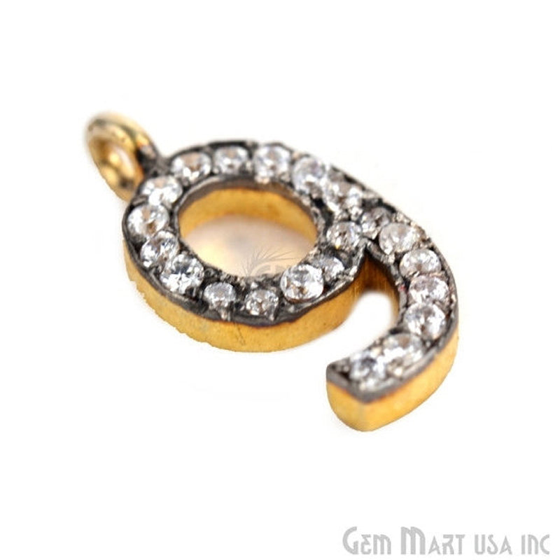 9' Numbering CZ Pave Gold Vermeil Charm for Bracelet & Pendants - GemMartUSA