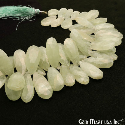 Green Apophyllite Pears 28x10mm Crafting Beads Gemstone Briolette Strands 8 Inch - GemMartUSA