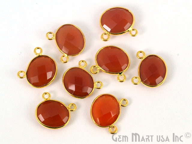 Oval 10x12mm Cat Bail Gold Bezel Gemstone Connector