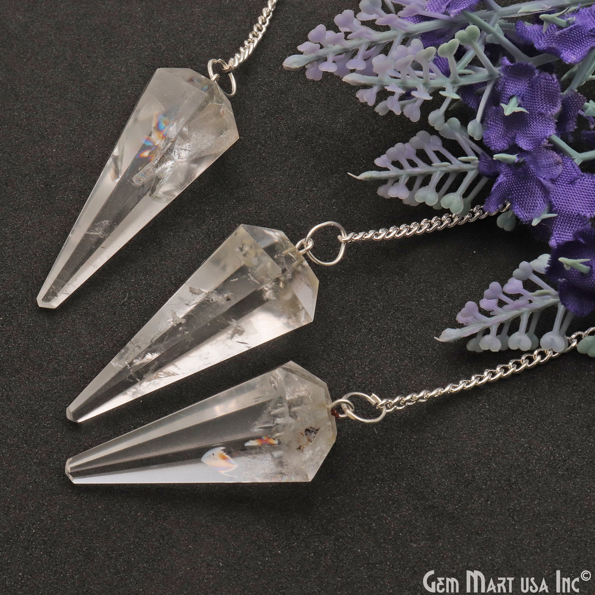 Healing Dowsing Pendulum Pendant & Silver Plated Chain (Pick  Your Gemstone) - GemMartUSA