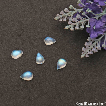 Rainbow Moonstone Cabochon 6x10mm Pears Loose Gemstone