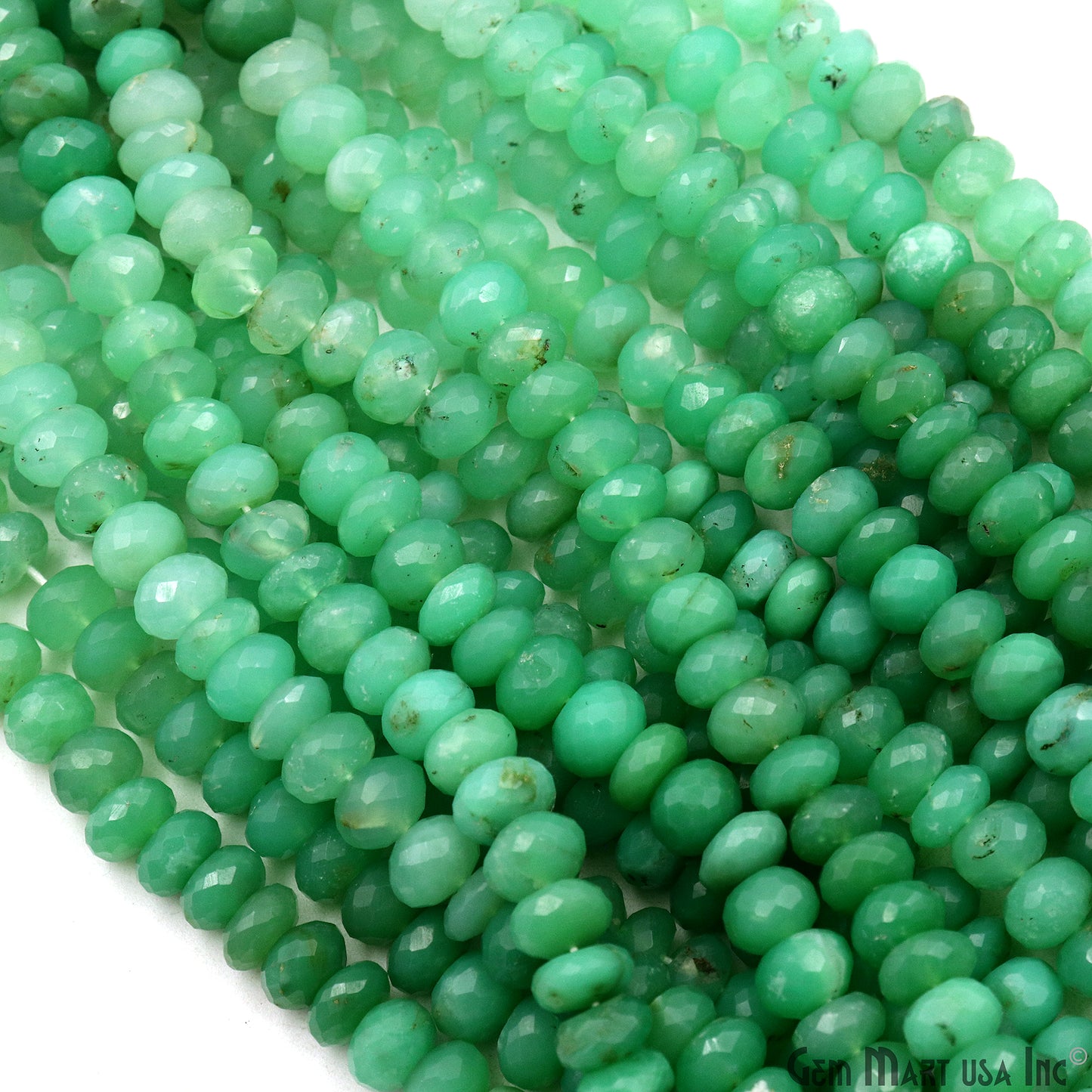 Chrysoprase Rondelle Beads, 13 Inch Gemstone Strands, Drilled Strung Nugget Beads, Faceted Round, 8-9mm