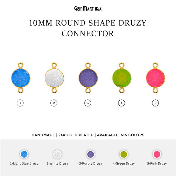 Color Druzy 10mm Round...