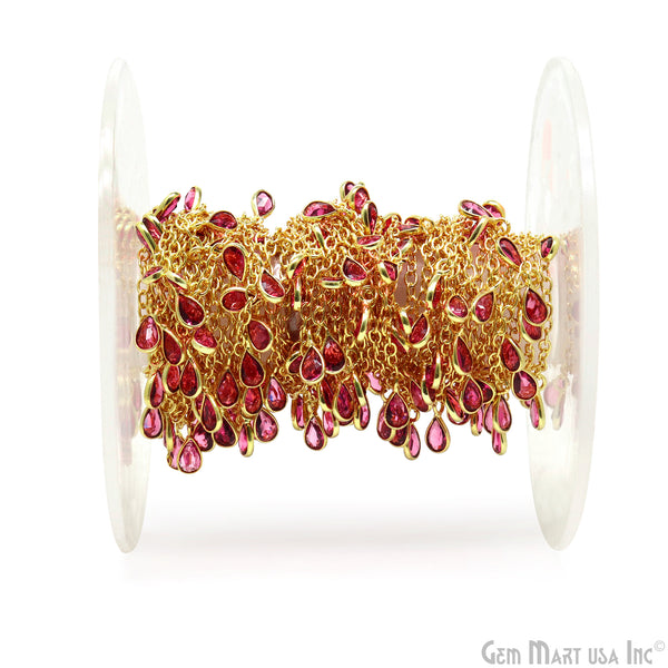 Pink Tourmaline Pear Bezel...