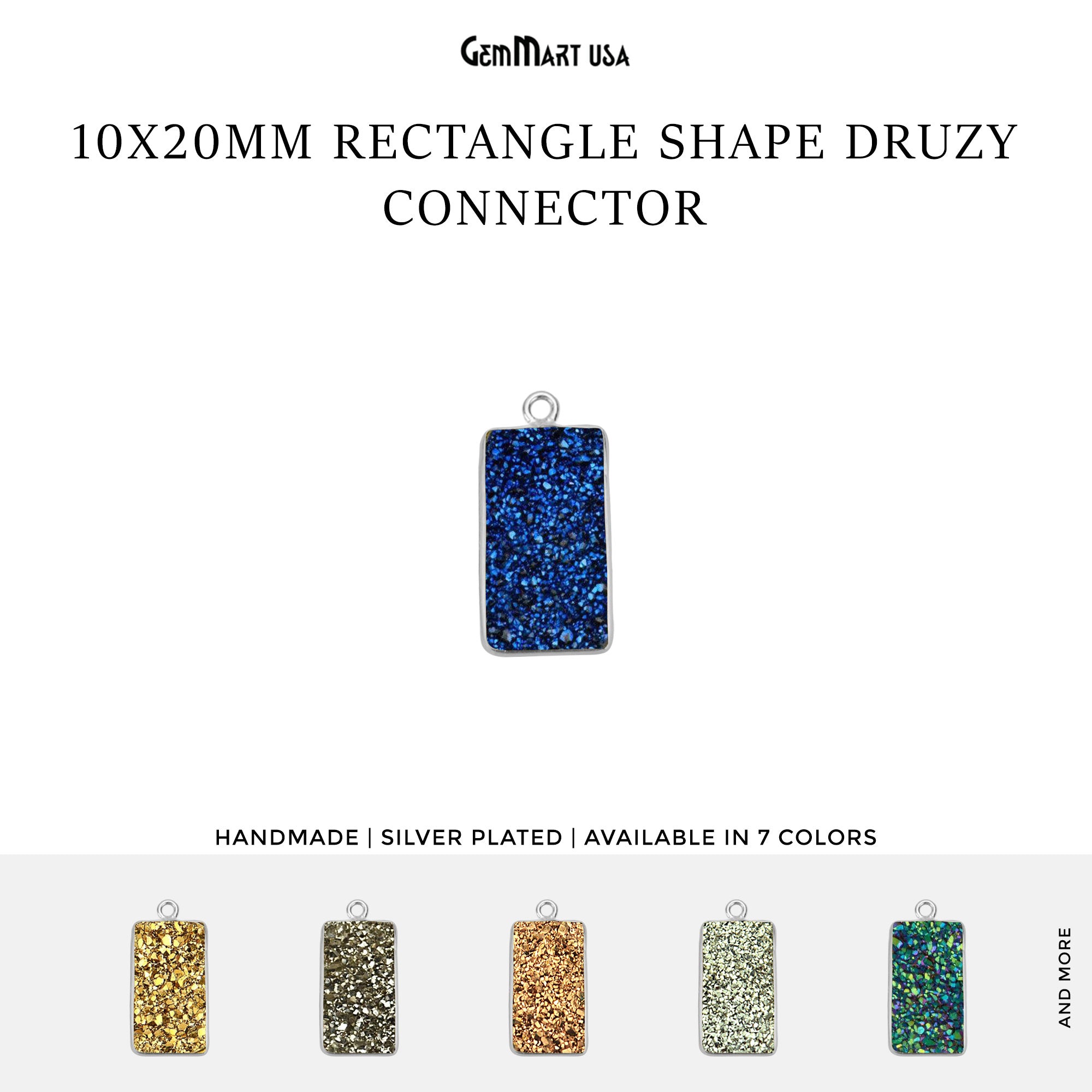 Titanium Druzy 10x20mm Rectangle Single Bail Silver Bezel Gemstone Connector