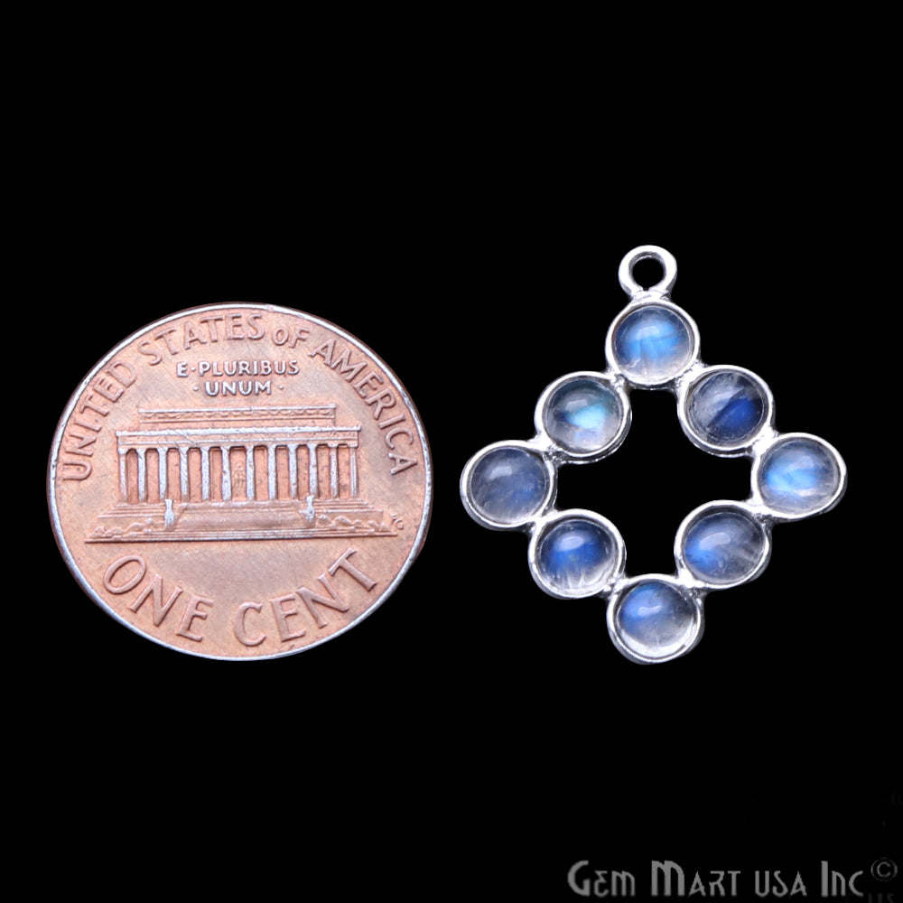 DIY Rainbow Moonstone 21x15mm Single Bail Finding Component (Pick Your Metal) - GemMartUSA