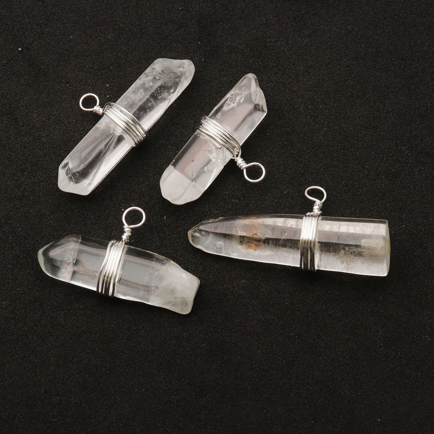 Free Form 30x18mm Silver Wire Wrapped Gemstone Connector