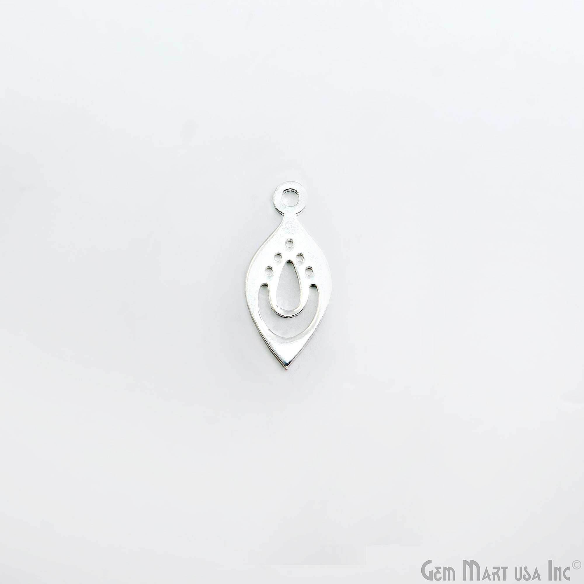 Pear Shape Laser Finding Silver Plated 21.4x9.8mm Charm For Bracelets & Pendants