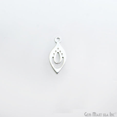 Pear Shape Laser Finding Silver Plated 21.4x9.8mm Charm For Bracelets & Pendants