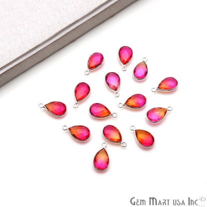 Doublet Aura Quartz 8x12mm Pear Connector (Pick Color,Bail or plating) - GemMartUSA