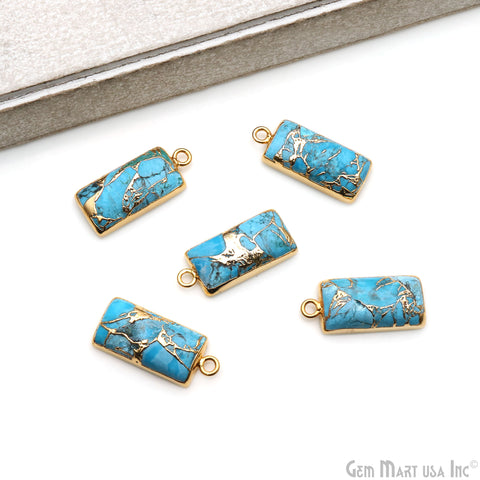 Mohave Turquoise Rectangle Shape 24x10mm Gold Electroplated Single Bail Mojave Gemstone