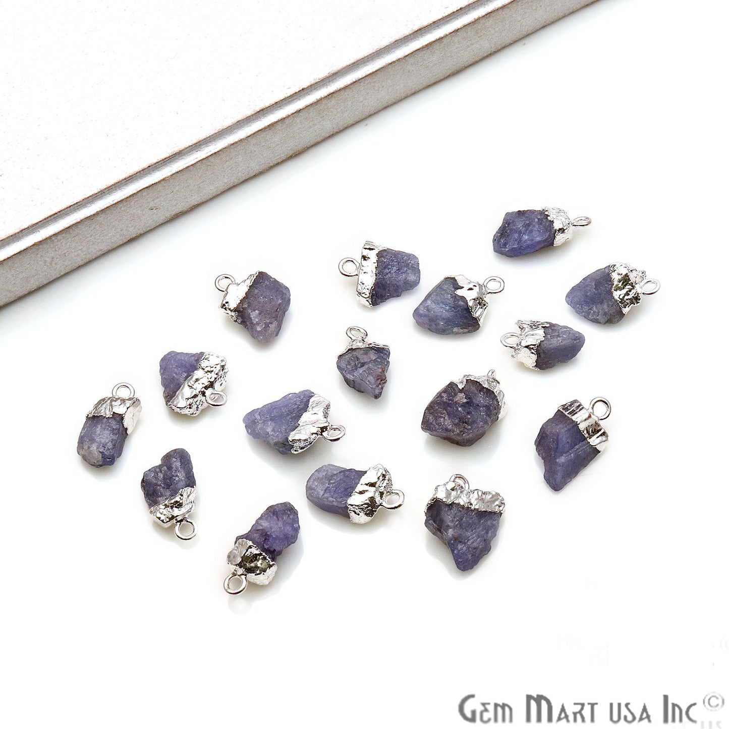 Rough Tanzanite Organic 19x12mm Silver Electroplated Gemstone Connector - GemMartUSA