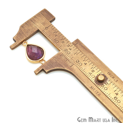 Amethyst Pear Shape 20x12mm Gold Plated Double Bail Connector - GemMartUSA