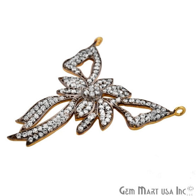 Cubic Zircon Pave 'Mosquito' Gold Vermeil Charm For Bracelet & Pendants - GemMartUSA