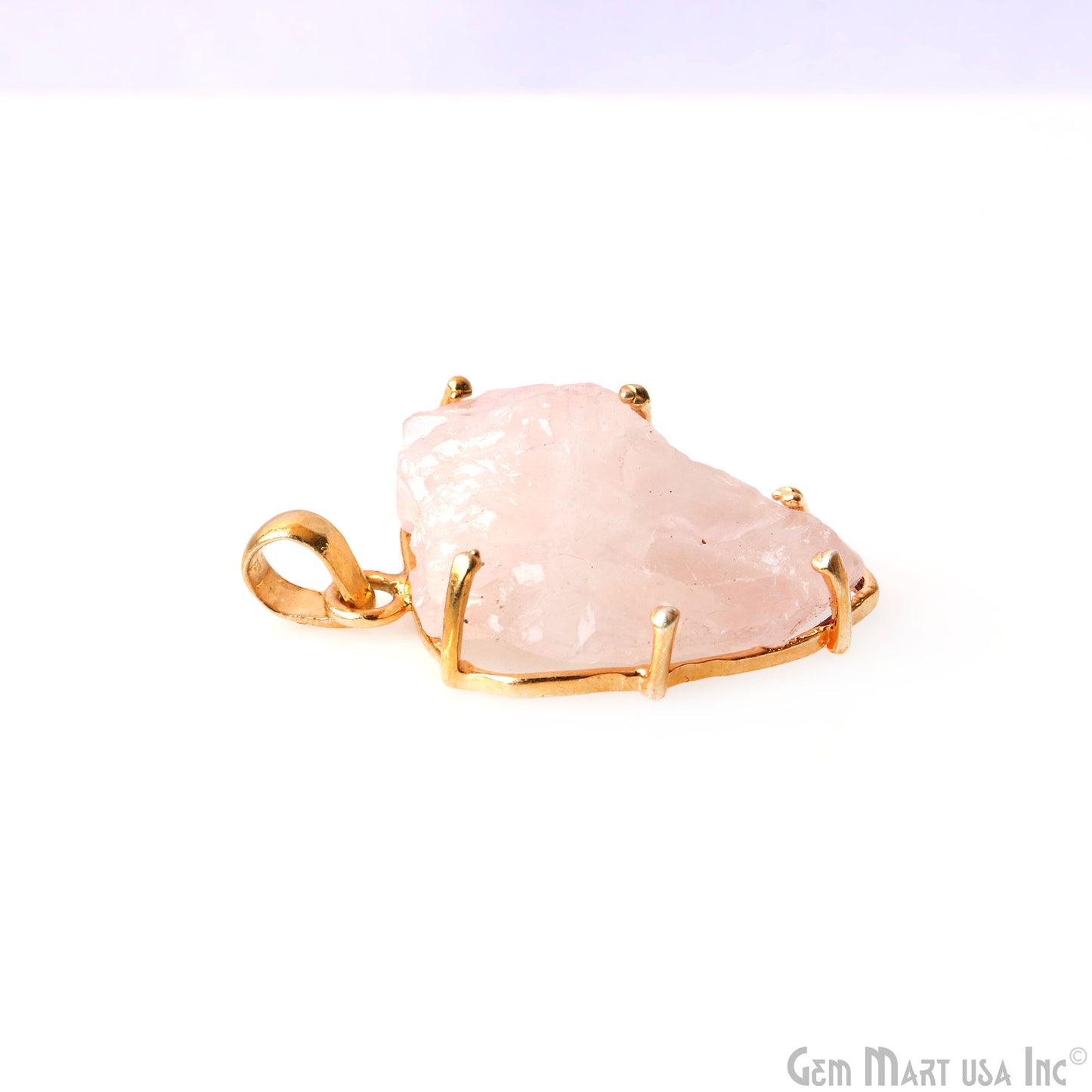 Natural Morganite Organic 29x21mm Gold Plated Prong Setting Single Bail Gemstone Pendant