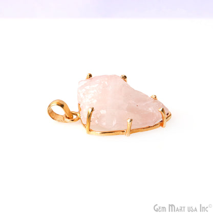 Natural Morganite Organic 29x21mm Gold Plated Prong Setting Single Bail Gemstone Pendant