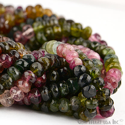 Multi Tourmaline Faceted Round Beads 5mm Gemstone Rondelle Beads - GemMartUSA