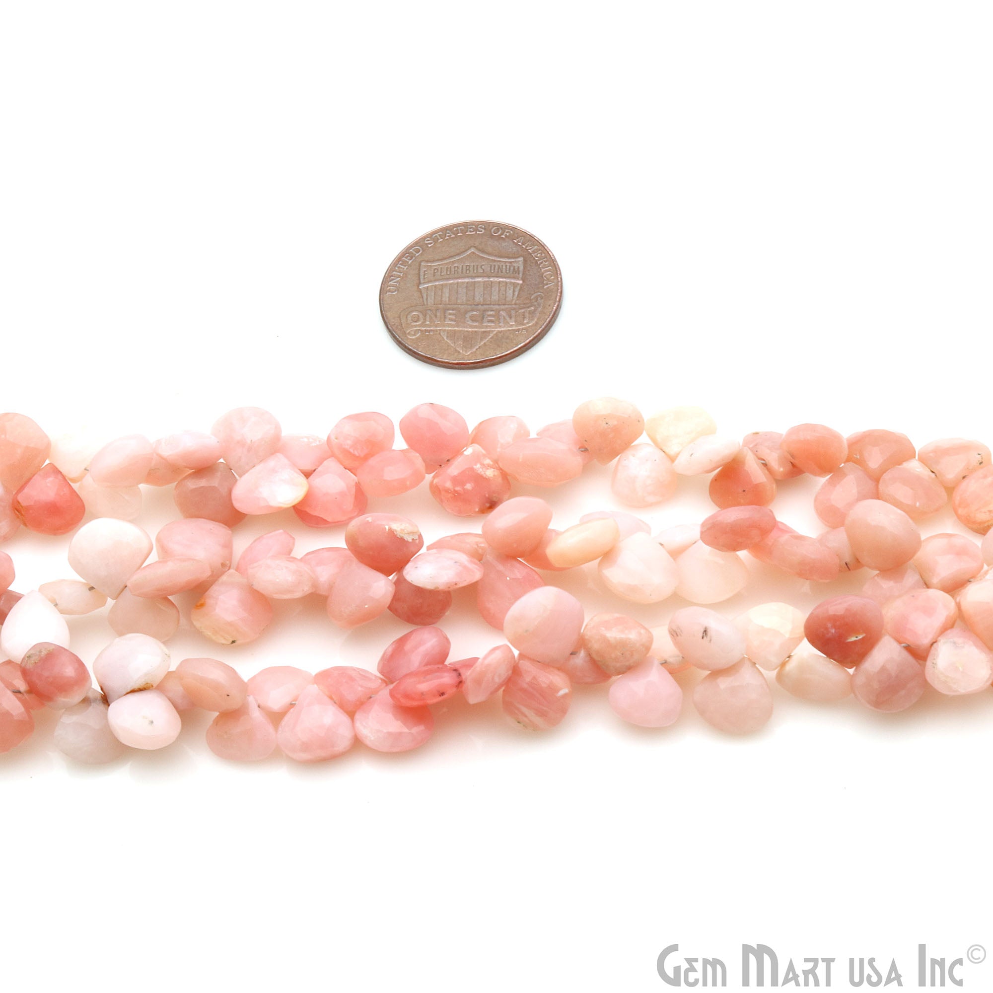 Pink Opal 6-7mm Heart Faceted Beads Strands 8.50" Inch