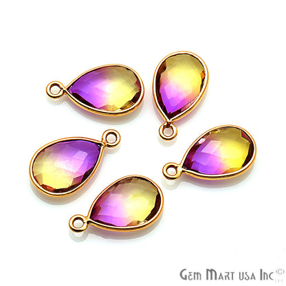 Doublet Aura Quartz 8x12mm Pear Connector (Pick Color,Bail or plating) - GemMartUSA