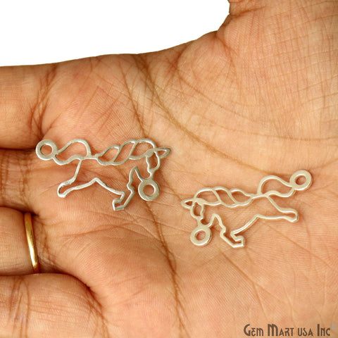 Horse Charm Laser Finding Silver Plated 16x31mm Charm For Bracelets & Pendants