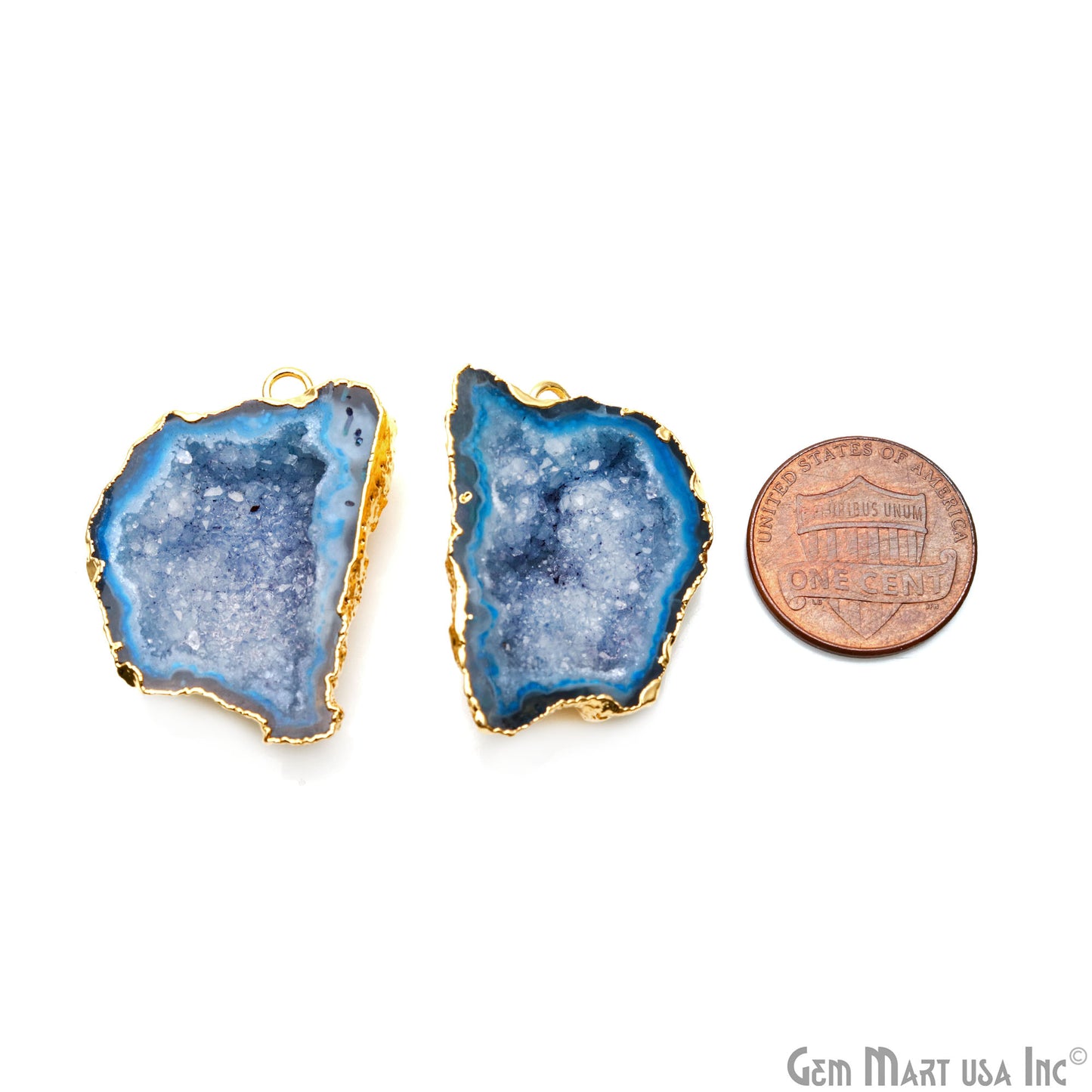 Geode Druzy 29x22mm Organic Gold Electroplated Single Bail Gemstone Earring Connector 1 Pair