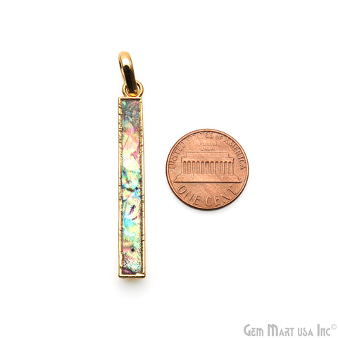 Abalone 45x7mm Gold Electroplated Bar Necklace Pendant